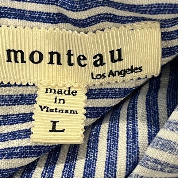 Monteau Blue and White Striped short sleeve Dress size large - Picture 9 of 12